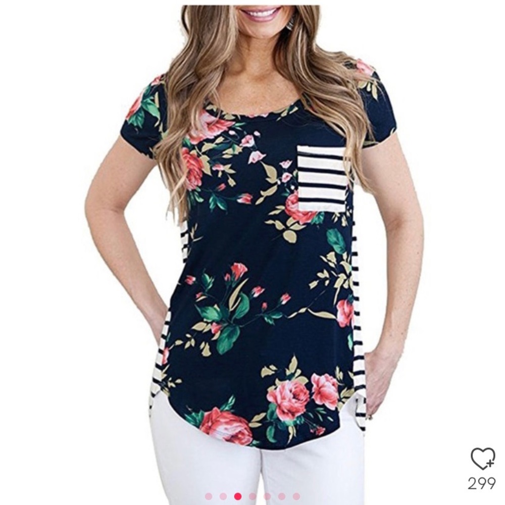 Pat pat tee floral mixed with stripes nursing top